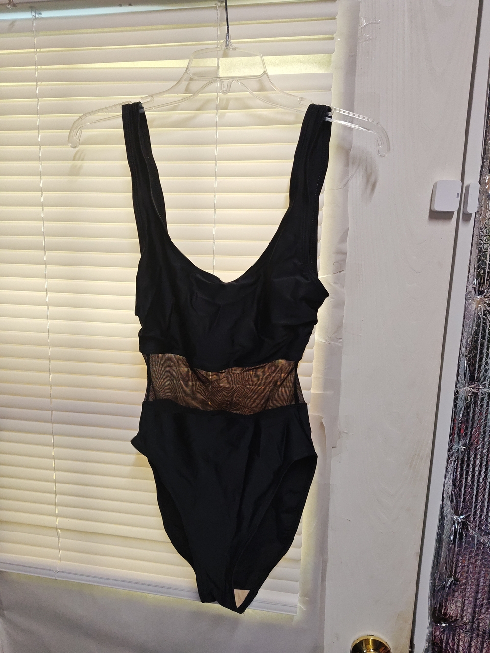 Anne Cole Black One-Piece Swimsuit Mesh Waist